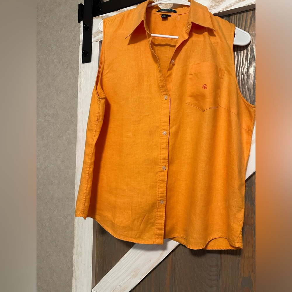 Ralph Lauren Women’s Linen Sleeveless button down shirt